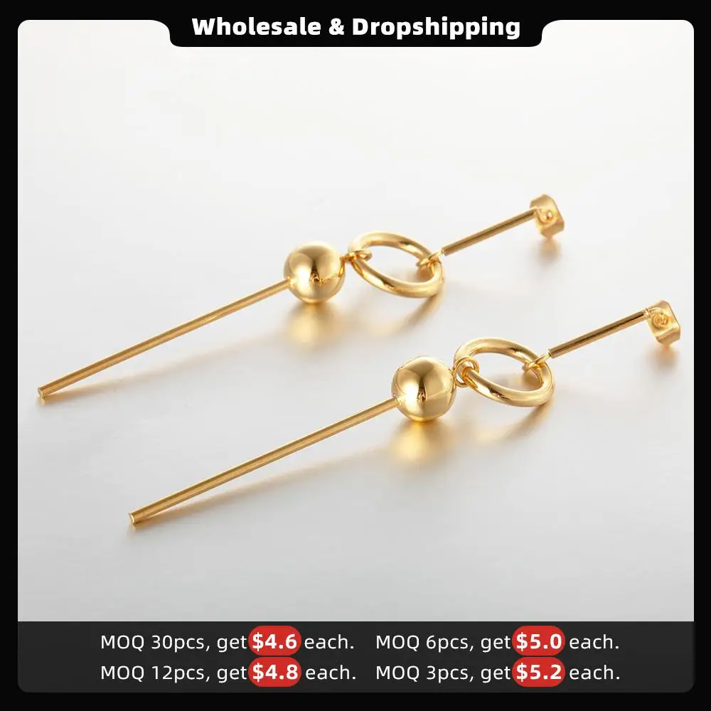 Enfashion Geometric Long Circle Dot Dangle Earrings Gold color Resin Earings Drop Earrings For Women Earring Jewelry brinco