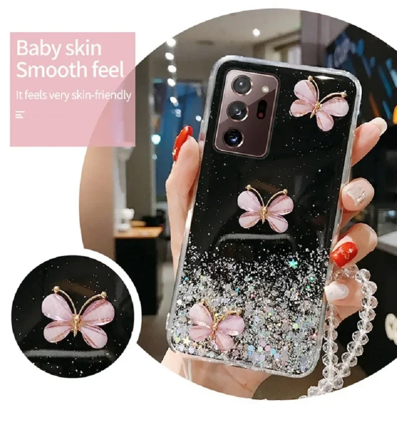 Coque à paillettes papillon pour Oppo A57, A54, A9, A5 2020, A17, A15, A96, A58, A78, A98, A36, A76, A72, A52, A74, A95, A93, A55_voghion.com