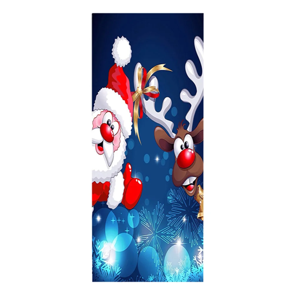 Декоративные наклейки на двери Санта-Клаус олень самоклеящиеся съемные