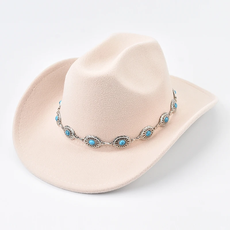 New Roll Up Brim Western Style Cowgirl Hat Fashions Lady Felt Jazz Hats Women Girls Party Cowboy Hat Sombrero Hombre