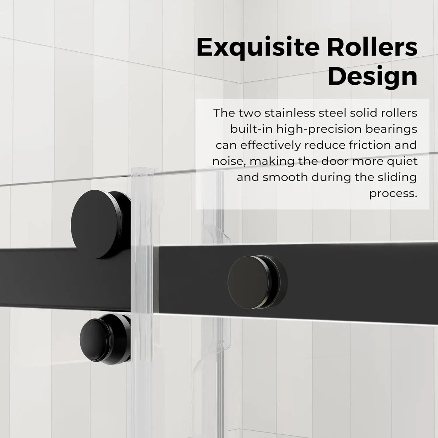 Frameless Shower Door Water Repellent Black Shower Door with Clear Tempered Glass Easy Sliding Showe Door with Explosion Proof 3