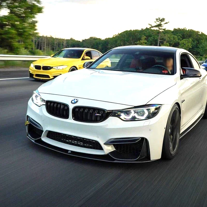 BMW 3 시리즈 F30 (2012-2018) M3 스타일 프론트 립 범퍼 디퓨저 스플리터 바디 키트 (4개) 유광 블랙 카본룩