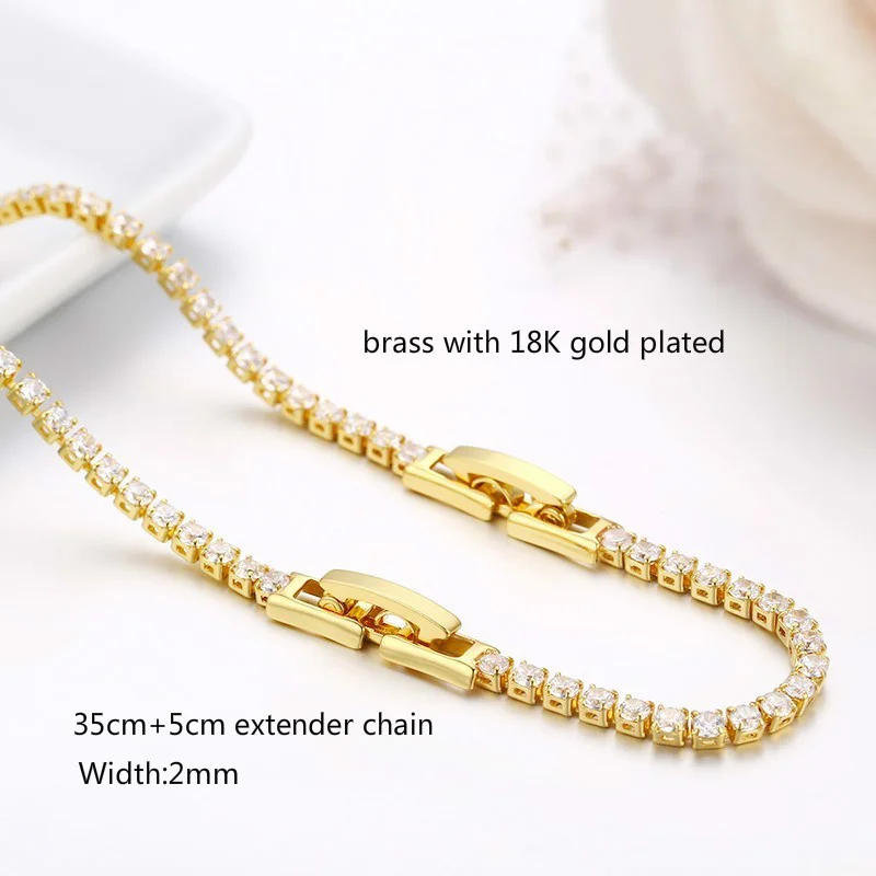 Elegant Yellow Gold Tennis Chain Choker Necklace
