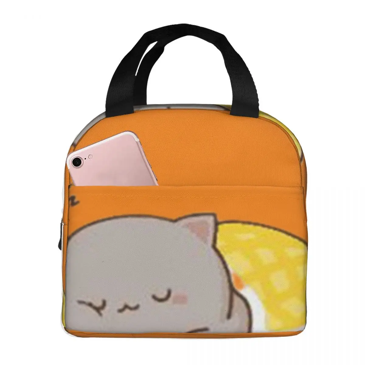 

Термоизолированные пакеты для ланча Sleep Mocha Cat, многоразовые пакеты для хранения еды, вместительная сумка для ланча, офисный портфель для учеников