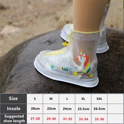 Children's Waterproof Non-Slip Reusable Rain Shoe Covers - XXL(Insole 26.5 cm) (Unicorn)