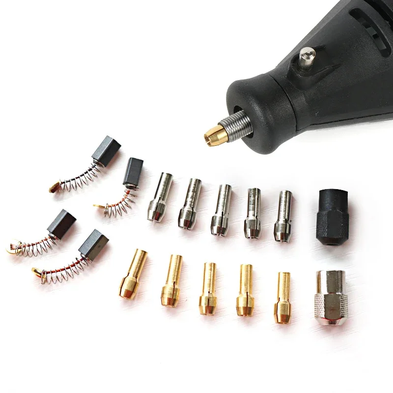 16PCS/Lot Drill Chuck Collet Set 1.0-3.2mm 4.3 Shank Carbon Brush Chucks Adapter for Dremel Rotary Tool Power Tool Accessory
