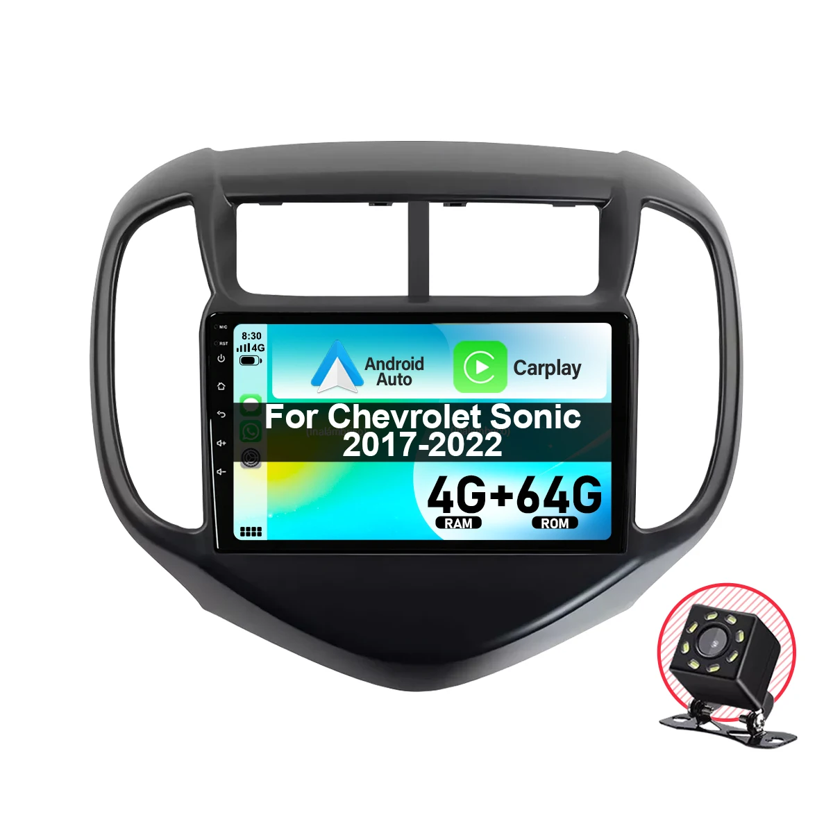 Radio Multimedia Inalámbrica Carplay con Android 14, Reproductor de DVD para Chevrolet Sonic 2017-2022, Navegación con Video, GPS, Android Auto, WIFI
