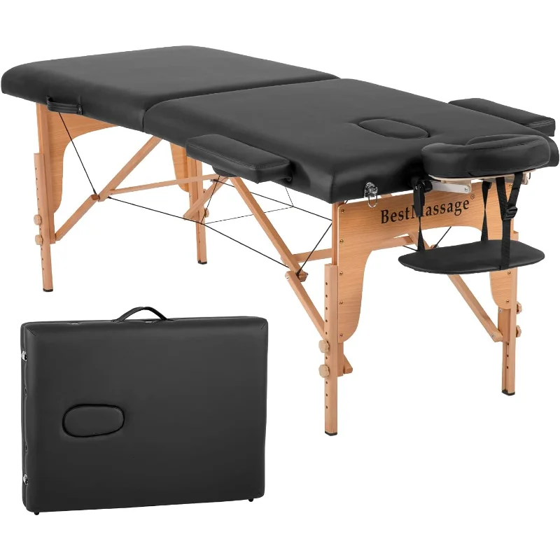Стол для массажа, рабочая кровать, 84 дюйма, ПУ, портативный, 2 сложения, регулируемый массажный стол, кровать, татуировка