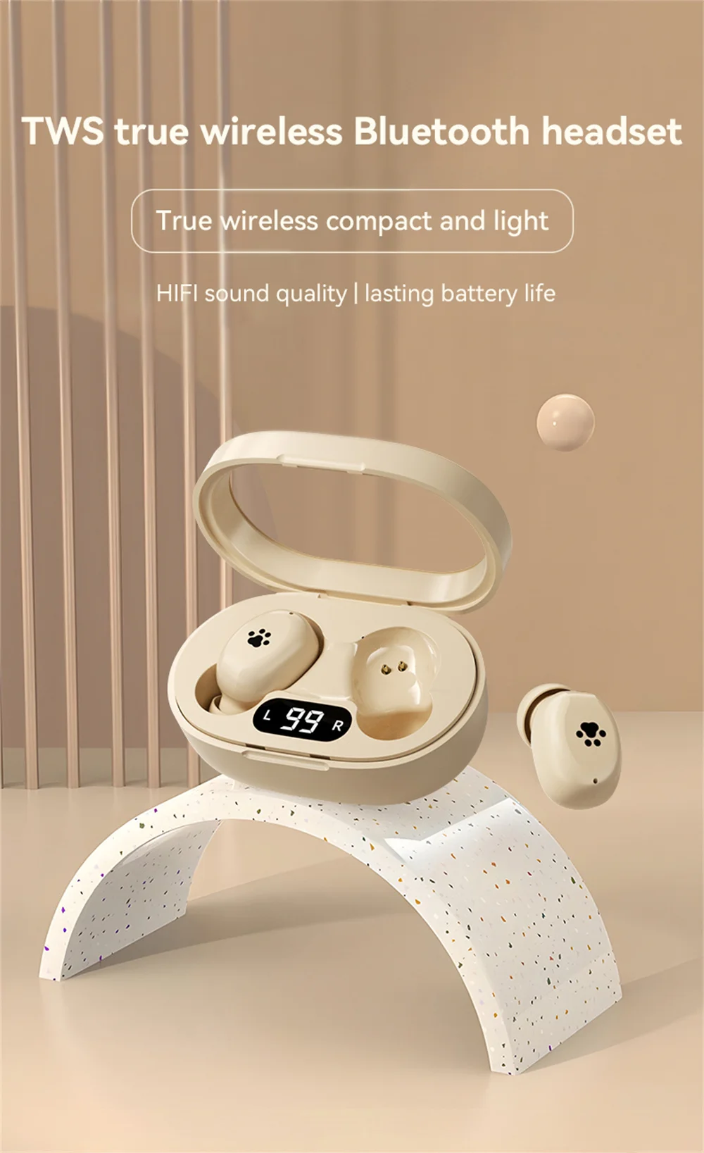 Description Picture 2 of item2025 New Mini Wireless Earbuds Cute In-ear Bluetooth 5.3 Headset Sports HIFI Stereo Touch Music Game Headphone For Iconic Brand iPhone