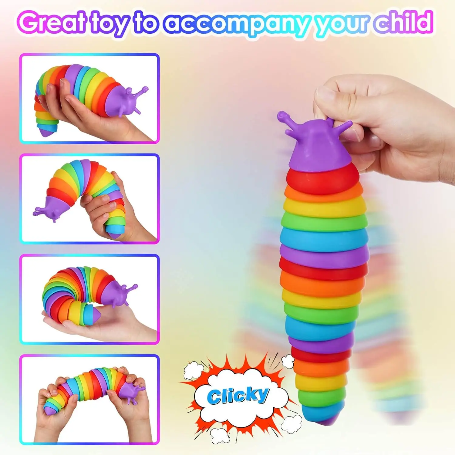 1pc Sensory Slug Fidget Toy for Kids Caterpillar Anxiety Sensory ADHD Autism Toys Exercise Wrist Strength & Stress Relief Gifts