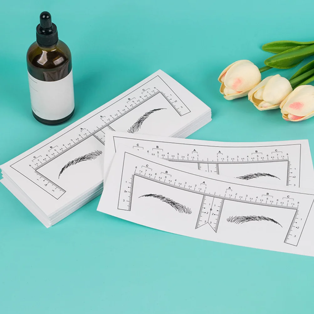 

100 Pcs Eyebrow Design Ruler Measuring Shape Drawing Tool Template DIY Stencil Bopp