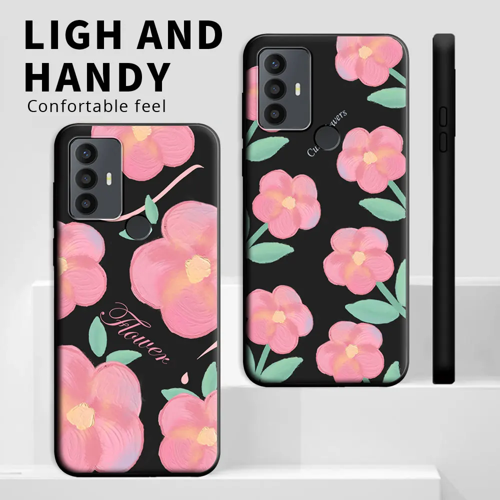Cartoon Cute Cat & Flower Shockproof Silicone TPU Phone Case – Soft, Protective Back Cover