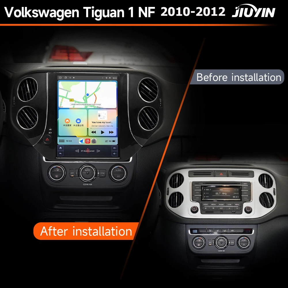 JIUYIN Android Stereo For VW Volkswagen Tiguan 2010-2011/2012 Car Radio Multimedia Player GPS 2din Carplay Auto DVD 4G WIFI