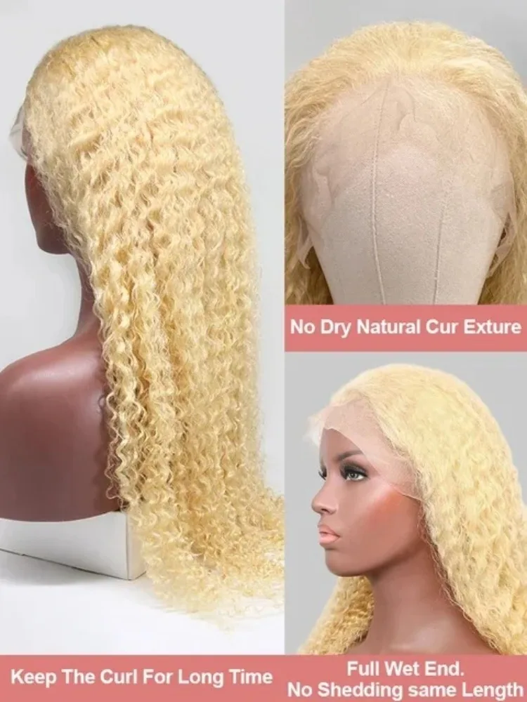 613 Blonde HD Lace Frontal Wig 13x4 13×6 Deep Wave Lace Front Human Hair Wig Colored Curly Wigs Water Wave Wigs For Women ﻿ ﻿