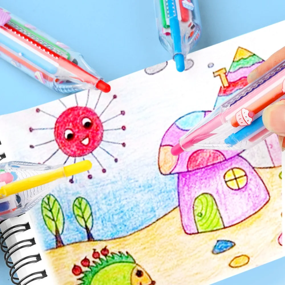 1Pc 8 In 1 Multicolor Crayons Creative Push Style DIY Replaceable Oil Pastel Colored Pencil for Kids Graffiti Painting Tools - 3