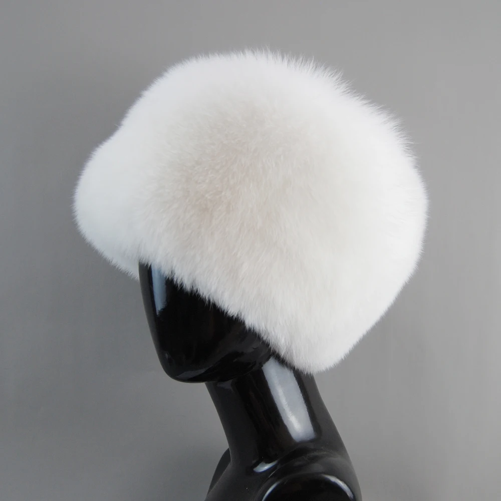 Natural Fox Fur Beanies Women Winter Warm Fluffy Popular Russia