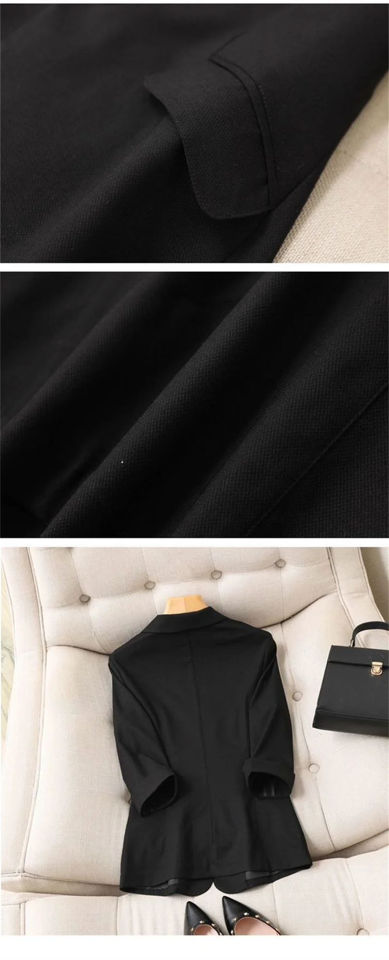 Spring Summer Women Seven Points Sleeve Small Suit Coat Korean Female Solid Color Blazer Jacket Ladies New Leisure Fashion Tops