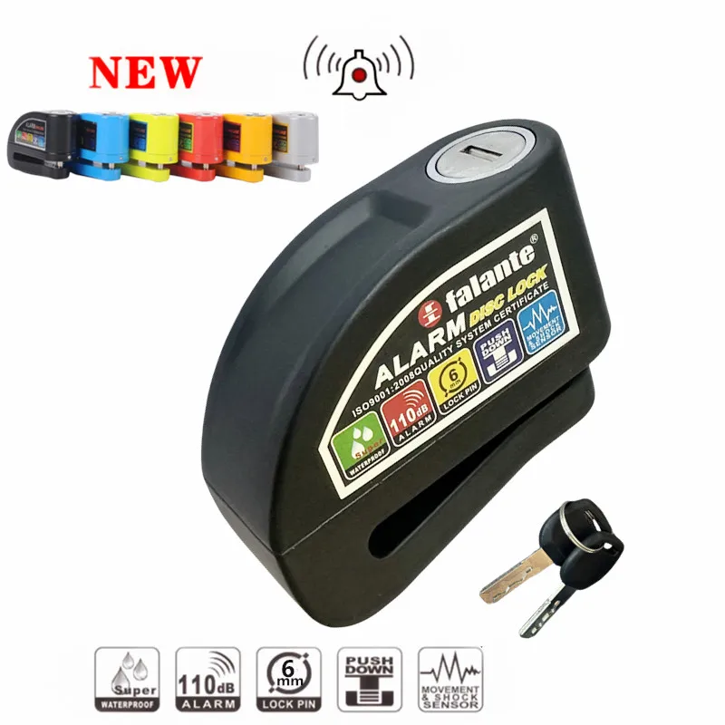 Falante ล็อคปลุกรถจักรยานยนต์ความปลอดภัยสัญญาณกันขโมยดิสก์เบรกอลูมิเนียมอัลลอยด์ความปลอดภัยป้องกันการโจรกรรมจักรยานสกู๊ตเตอร์ล็อค 1