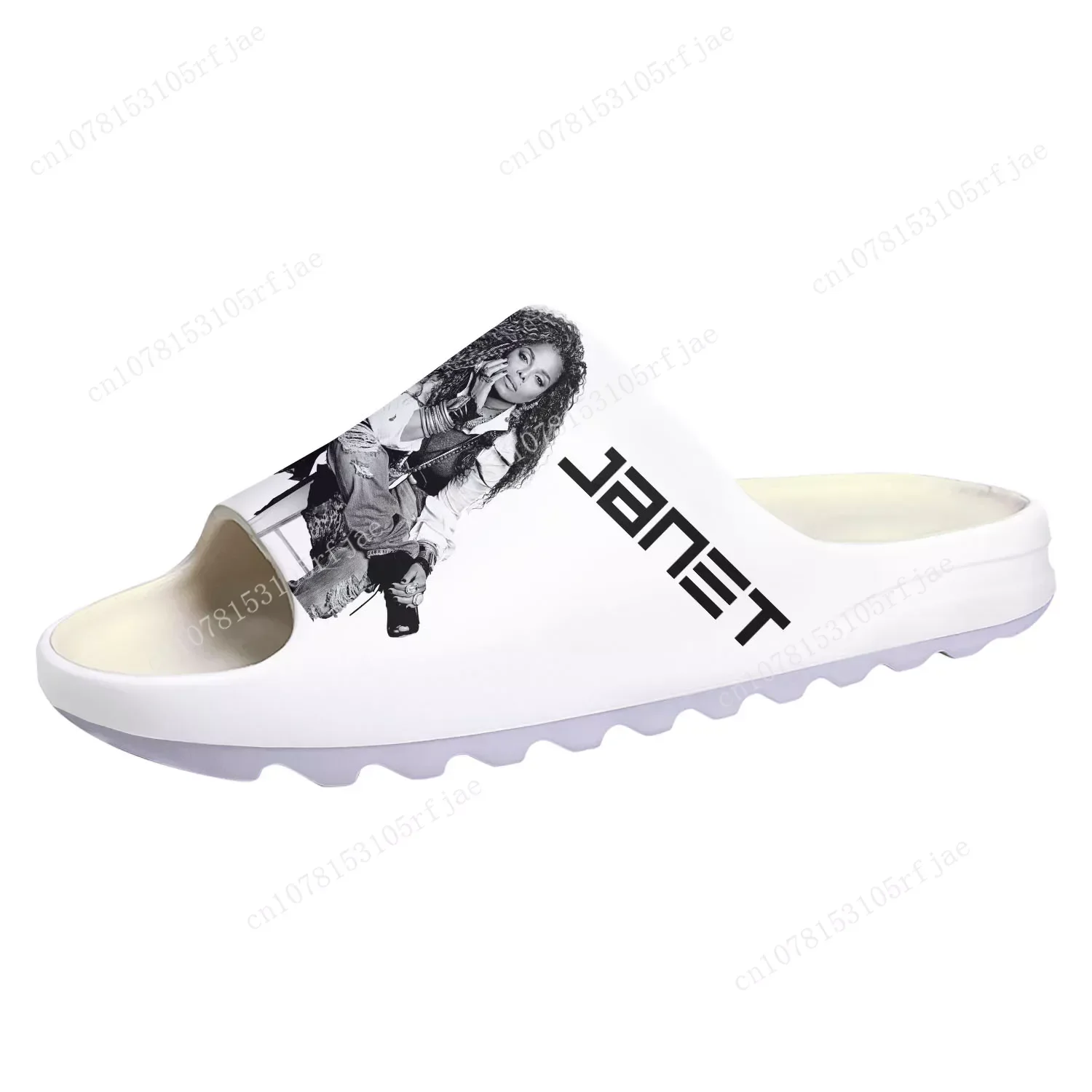 Janet Jackson Singer Soft Sole Sllipers Home Clogs Step on Water Shoes Mens Womens Teenager Bathroom Customize on Shit Sandals