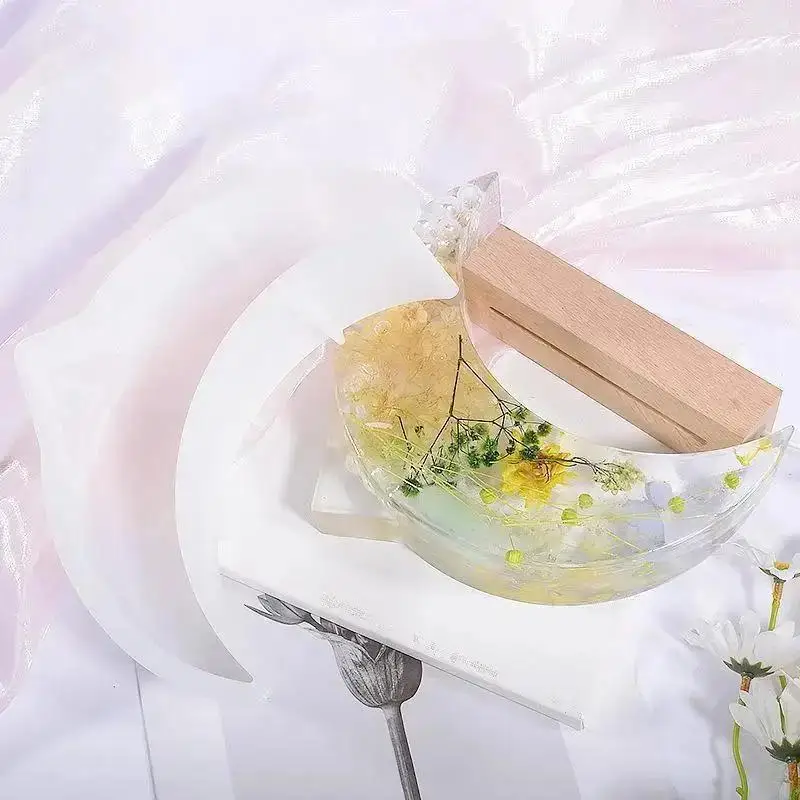 New 4 Style Large Bookend Resin Mold Moon Pentagram Cloud Christmas Tree Ornament Specimen Silicone Mold For Home Decor Gifts