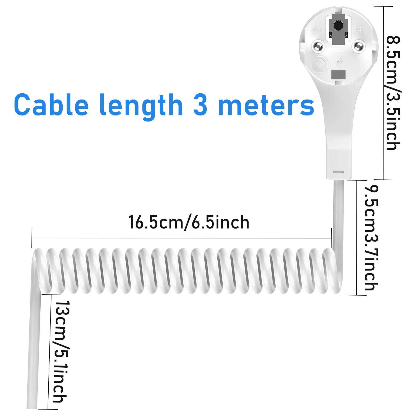 Flexible Grounded Power Extension Cable with Extra Flat Plug