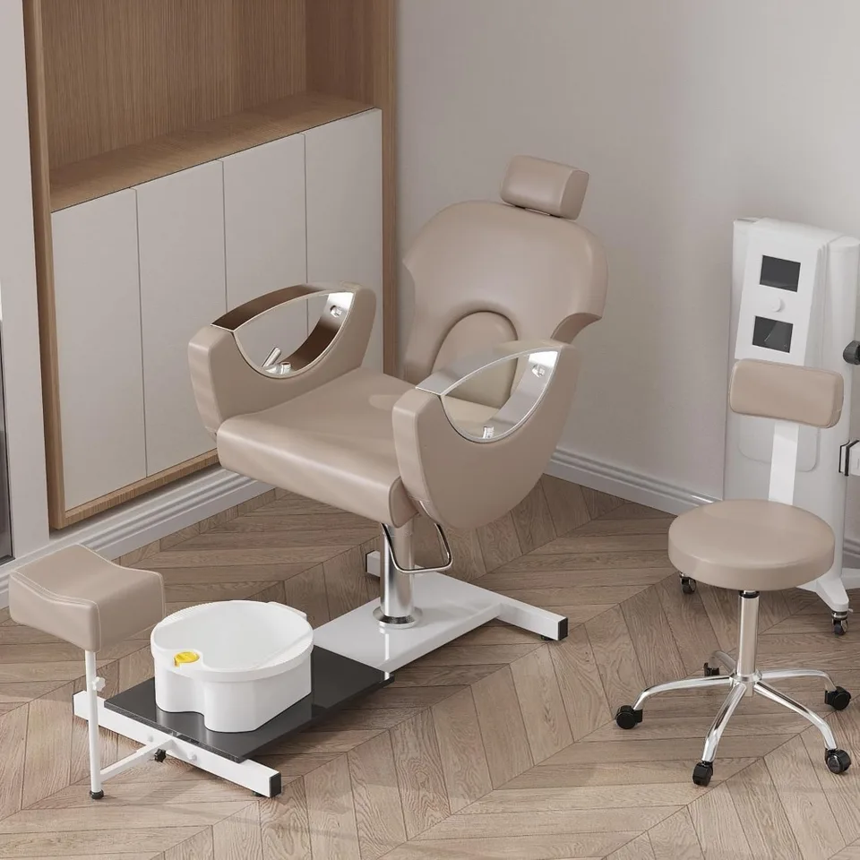 Hydraulic Adjustable Pedicure Chair with Massage Foot Basin