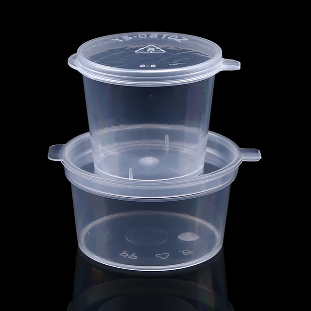 Clear Plastic Reusable Sauce Containers with Lids