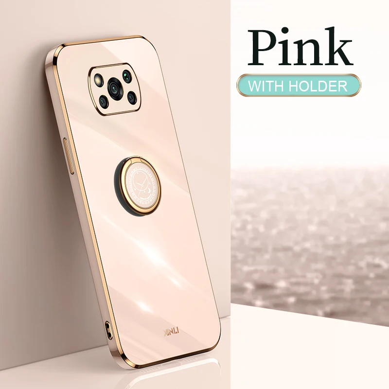 Luxury Gold Frame Silicone Phone Case with Plating Finish - Soft Back Cover