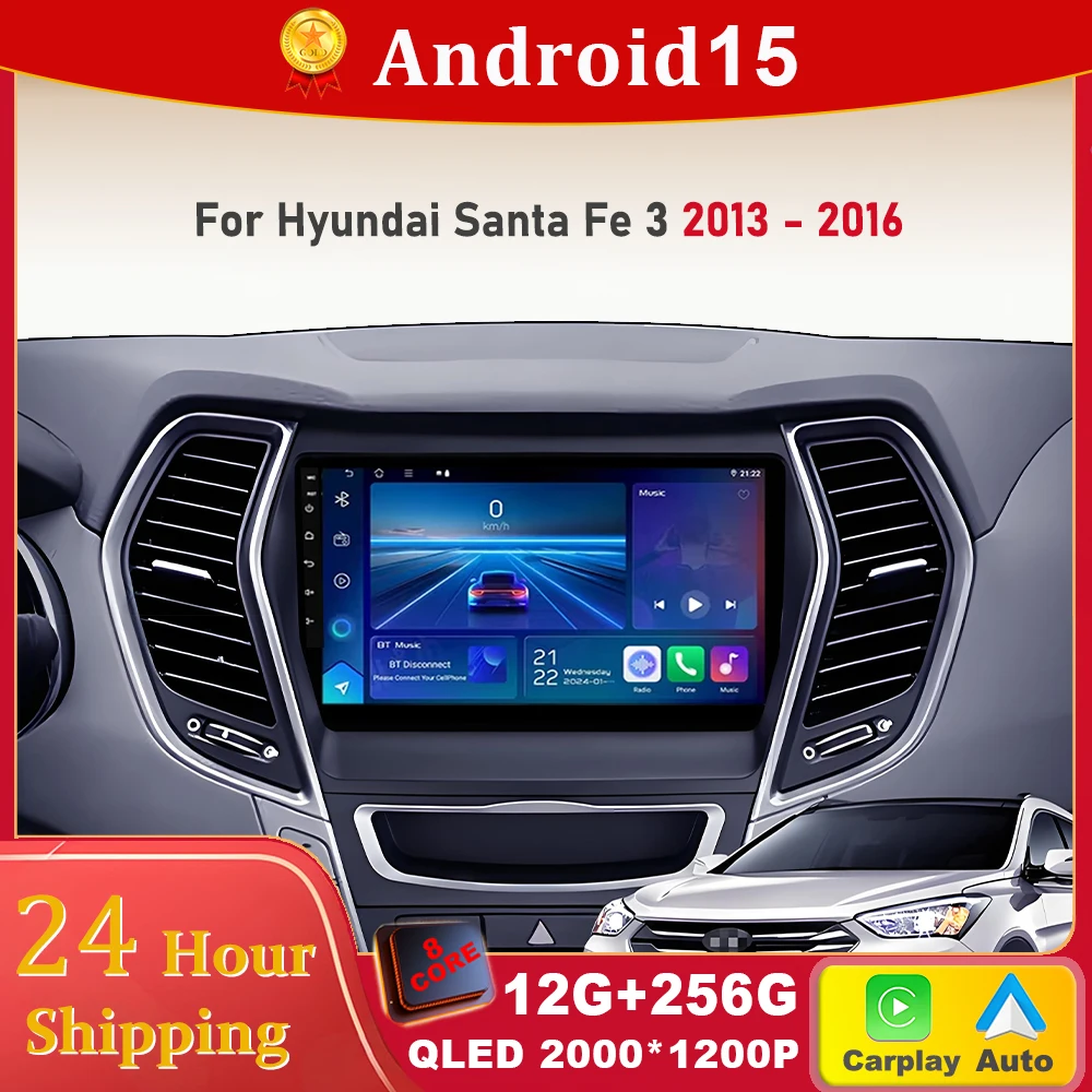 Android 15 para Hyundai Santa Fe 3 2013 - 2016 Radio de coche ...