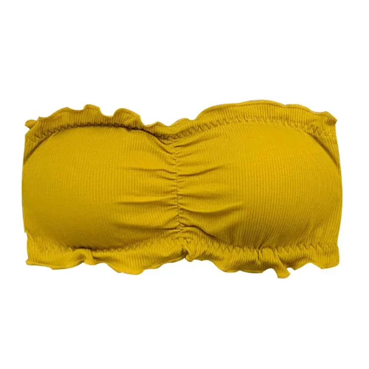 Anti-Exposure Strapless Ruffle Edge Wrap Chest Invisible Bra Women's Underwear Nylon Fabric Adjustable Size For All Body Types