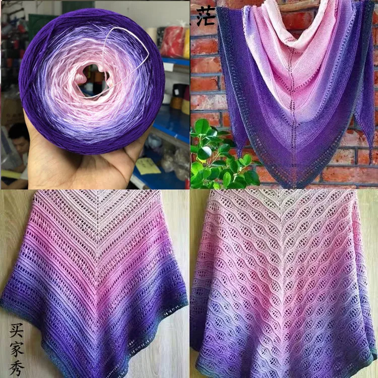 300g Rainbow Gradient Color Cake Yarn Organic Cotton Blend Yarn DIY Spring/Summer Crochet Skirt Lace Line Hand-Woven Soft Yarn 2