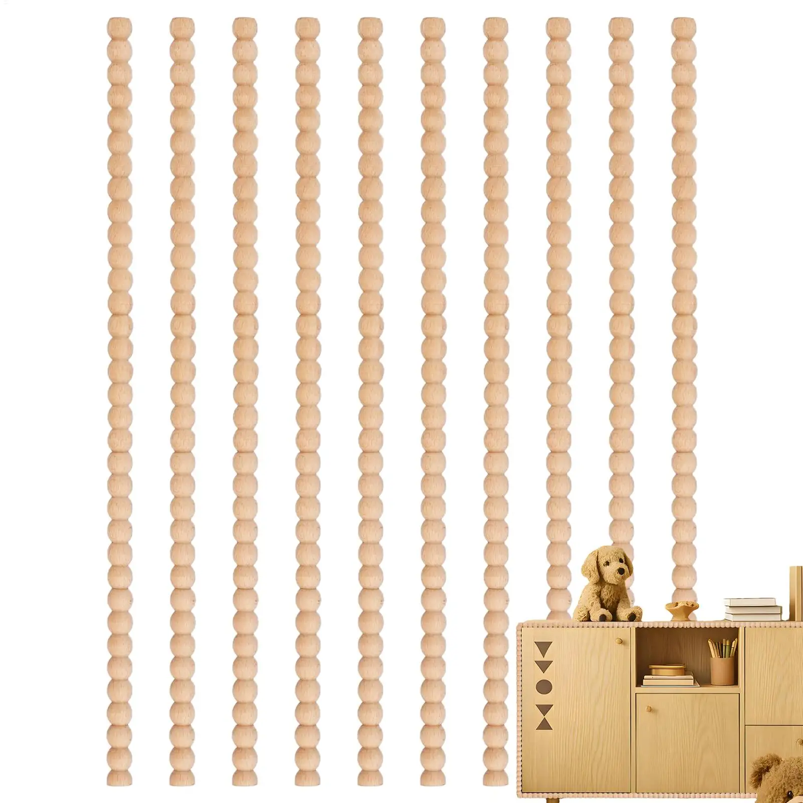 10PCS Decorative spool wood trim semi-circular wooden bead shape unfinished 3D bead wood trim suitable for handicraft decoration