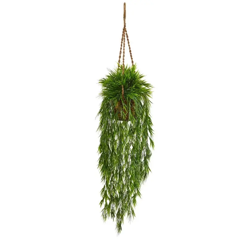 

43" x 16" Artificial Bamboo Plant in Hanging Basket, Brown