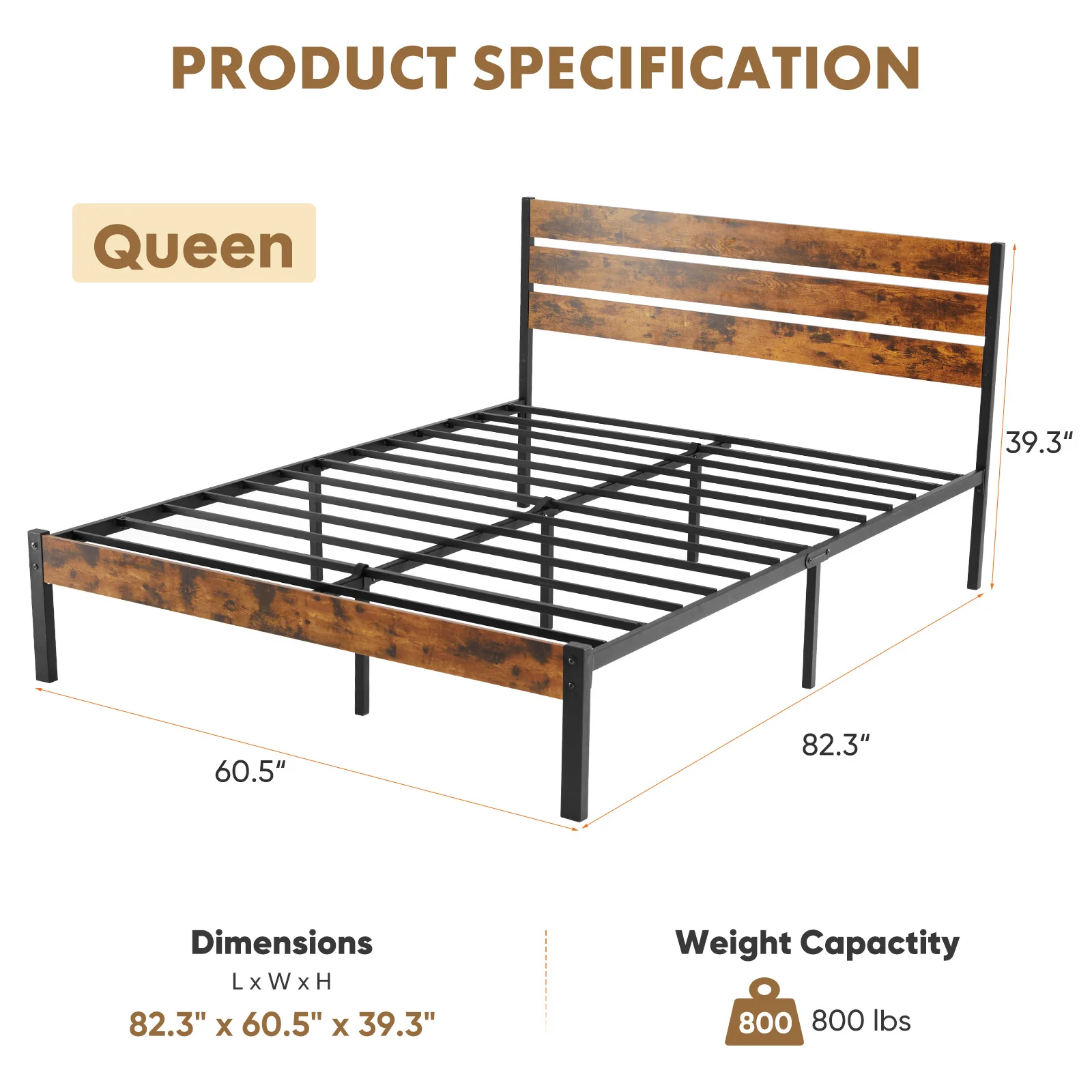 modern bedroom with metal bed frame