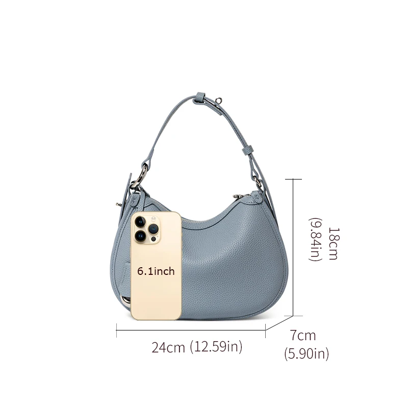 The First Layer of Cowhide Underarm Shoulder Bag 2026 New Niche Design Minimalist Blue Fashion Soft Leather Hand Saddle Bag 5