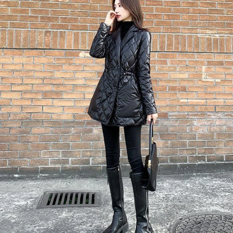 

Black Overcoat Windbreaker Duck Down Parka Quilted Padded Female Coats Long Padding Women's Jacket Thick Trench Winter Sale Hot