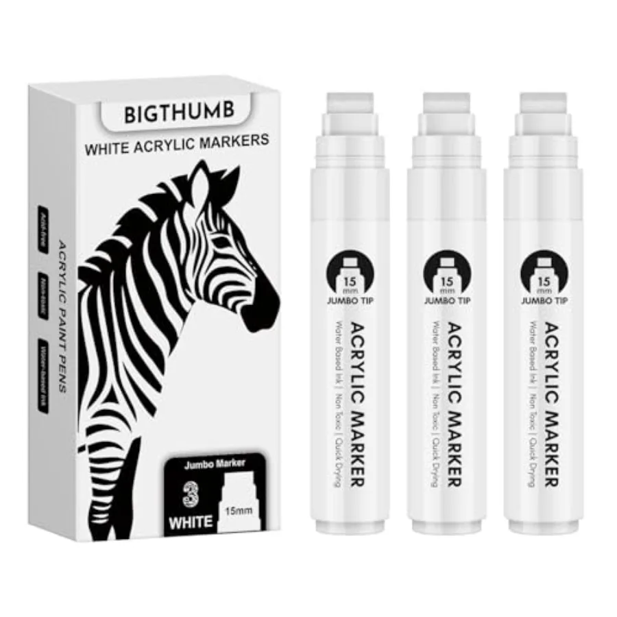 Thick Jumbo Poster Markers: 3 Pcs 15mm Wide Tip Large Acrylic Paint Pens Big Permanent Markers Calligraphy Marker for Rock Pain