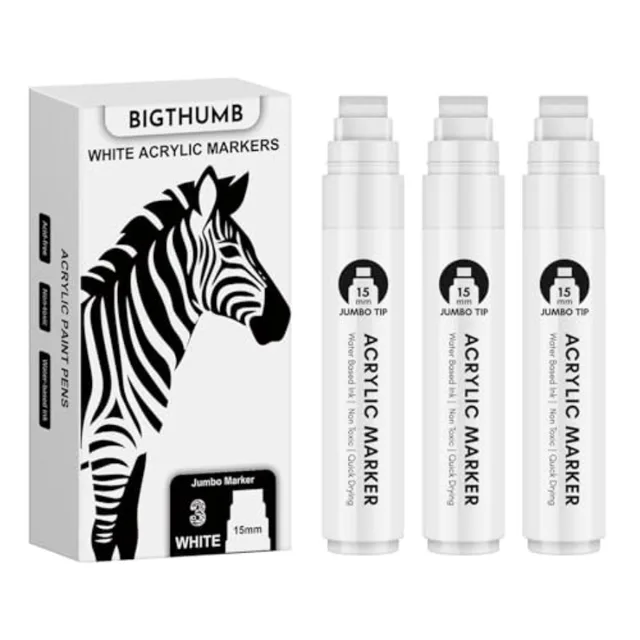 Thick Jumbo Poster Markers: 3 Pcs 15mm Wide Tip Large Acrylic Paint Pens Big Permanent Markers Calligraphy Marker for Rock Pain
