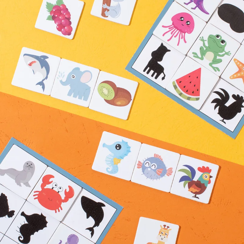 1 Set Shadow Pairing Board Game Parent-child Interactive Games Animal Fruit Shape Puzzle Logical Thinking Game Montessori Toys