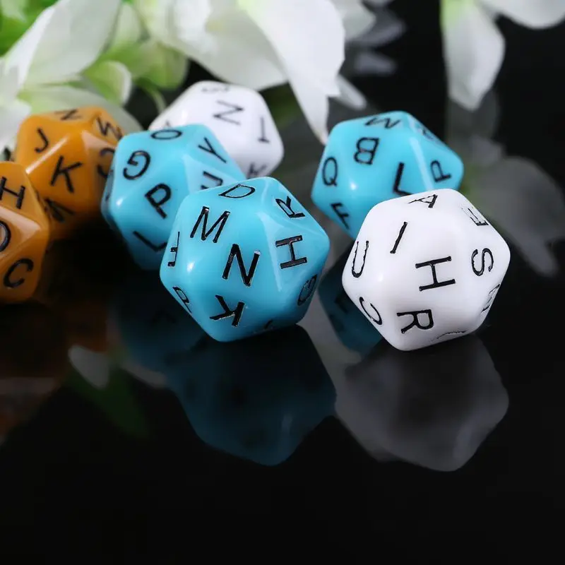 YD61 7pcs/set 20-Sided D20 English Alphabet Letters Dials Board Game Accessories For