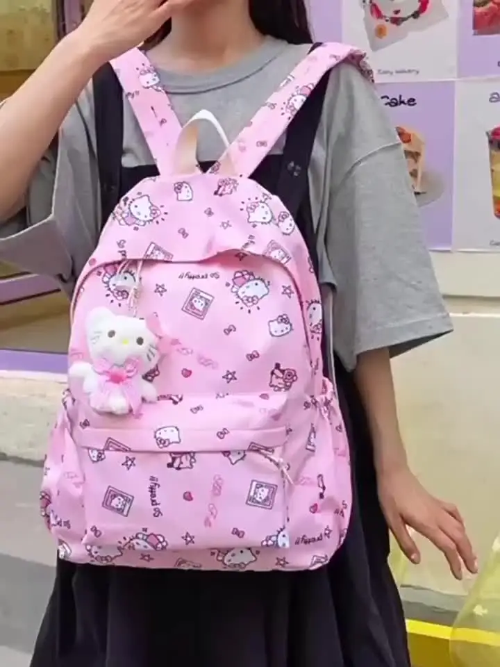 Рюкзак Hello Kitty для учеников младшей и старшей школы милый модный школьный ранец с