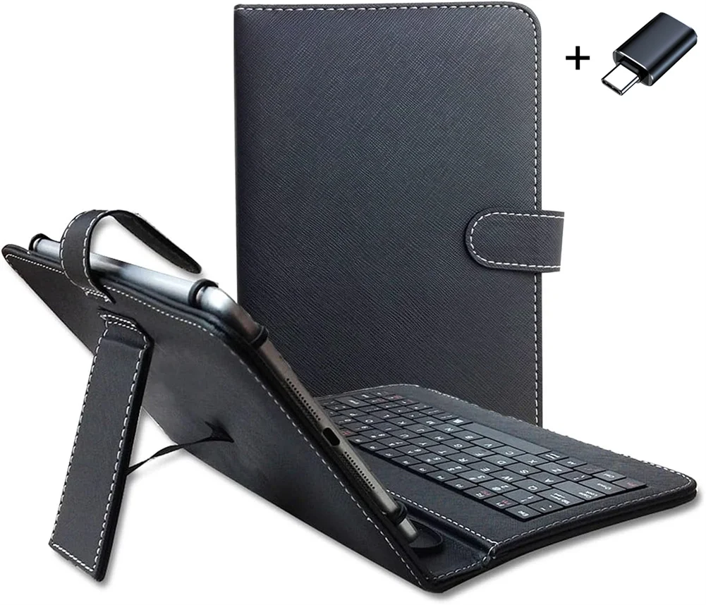 2-in-1 Keyboard With Protective Cover Black, Universal 9in-10.5in Tablet Case With Keyboard For Tablet PC On-the-go Use