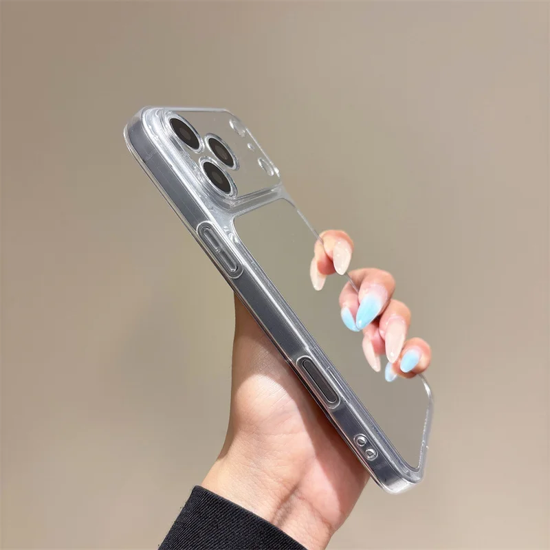 Luxury Make Up Mirror Phone Case - Clear Shockproof Acrylic with Soft Bumper Cover