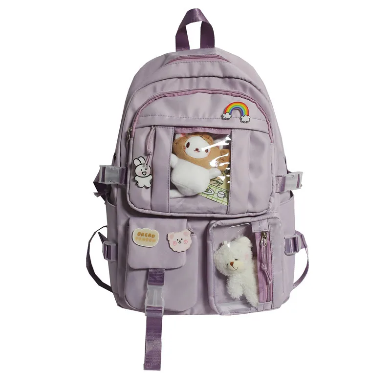 Teenage Girls School Backpack High School Quality Capacity New Kawaii Cute Backpack Candy Pure Solid Color Simple Sports Travel