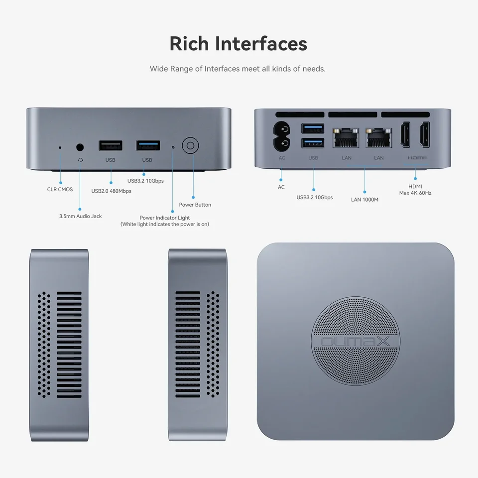 OUMAX Alder Lake N95/N100 Mini PC Windows 11 DDR4 16GB 500GB 8GB