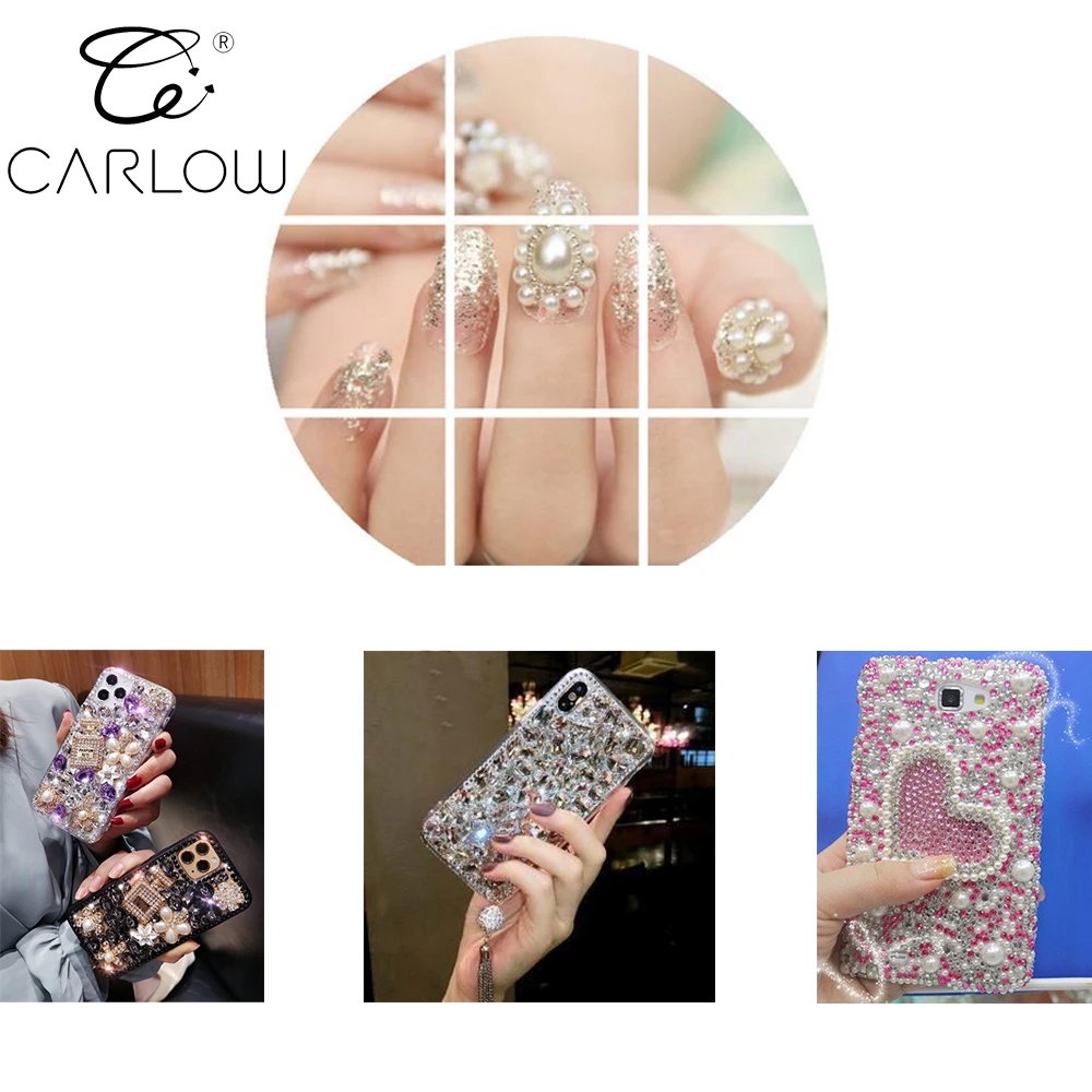 CARLOW 골드 바닥 플레어 그린 네일 아트 라인석 하이 퀄리티, 유리 혼합 모양 스트라스, DIY 장식 SPH-14