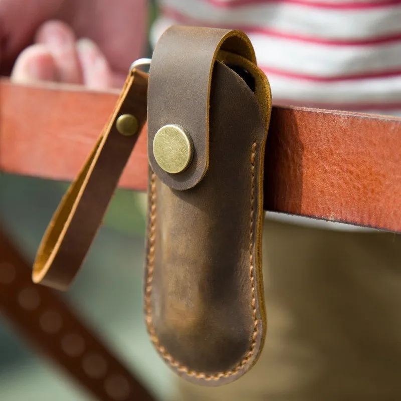 Genuine Leather Scabbard for Army Knife Case, Cowhide Cover for 58mm, 85mm, 91mm, 111mm, Wigo Happest Knife Cover