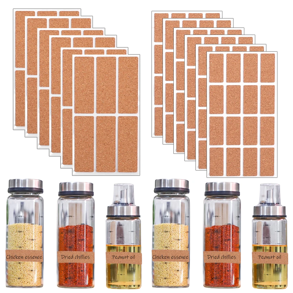 Oak Wooden Label Stickers Waterproof Kitchen Spice Label Sticker Home Jars Bottles Tags Labels White Marker DIY Envelope Decals