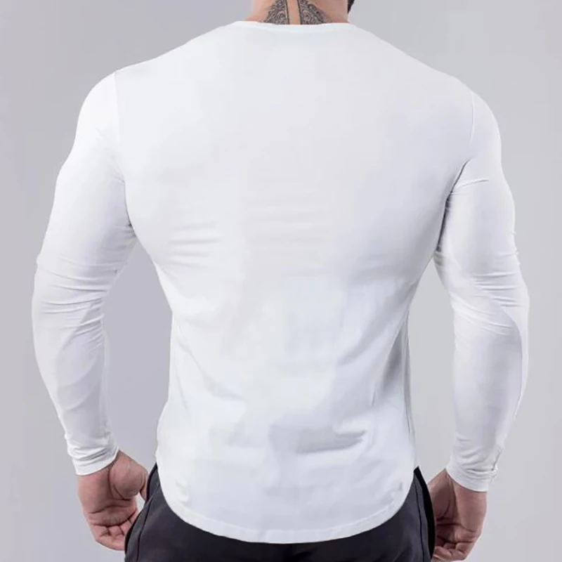 Men Running Slim Fit T-shirt Long sleeves Sports Tees Gym Fitness Sweatshirt Male Jogging Tracksuit Cotton Athletic Shirt Tops 4