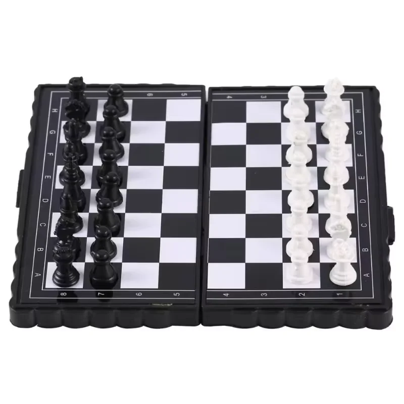 Portable Mini Magnetic Chess Set - Folding Plastic Chessboard for Kids and Outdoor Play